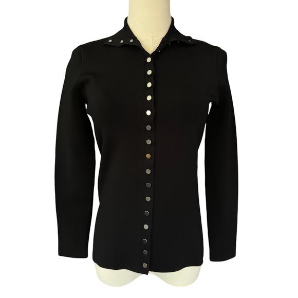 Alexander Wang Mock Neck Button Down Sweater Top Black Size Medium NWT - Picture 3 of 9